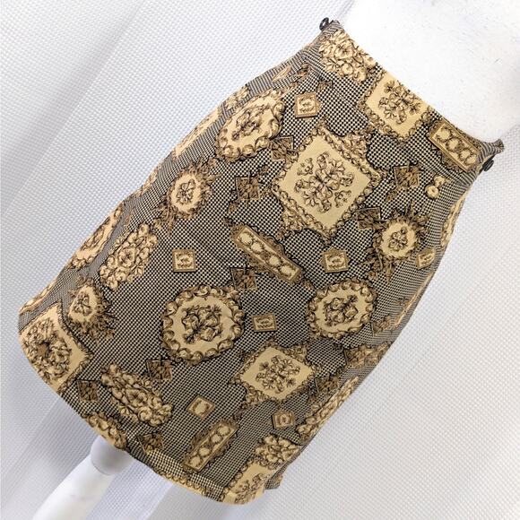 NWOT! TALBOTS! LIGHTWEIGHT BLACK, BROWN TAN FLORAL PRINT MINI SKIRT COTTON! SZ 6 - Picture 1 of 10